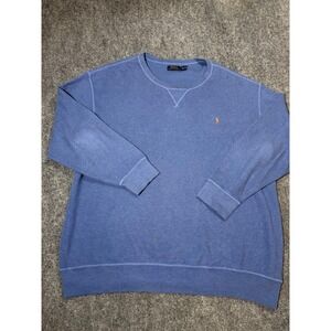 Polo Ralph Lauren Sweater Mens 2XB Blue Cotton Crewneck Knit Pullover Casual